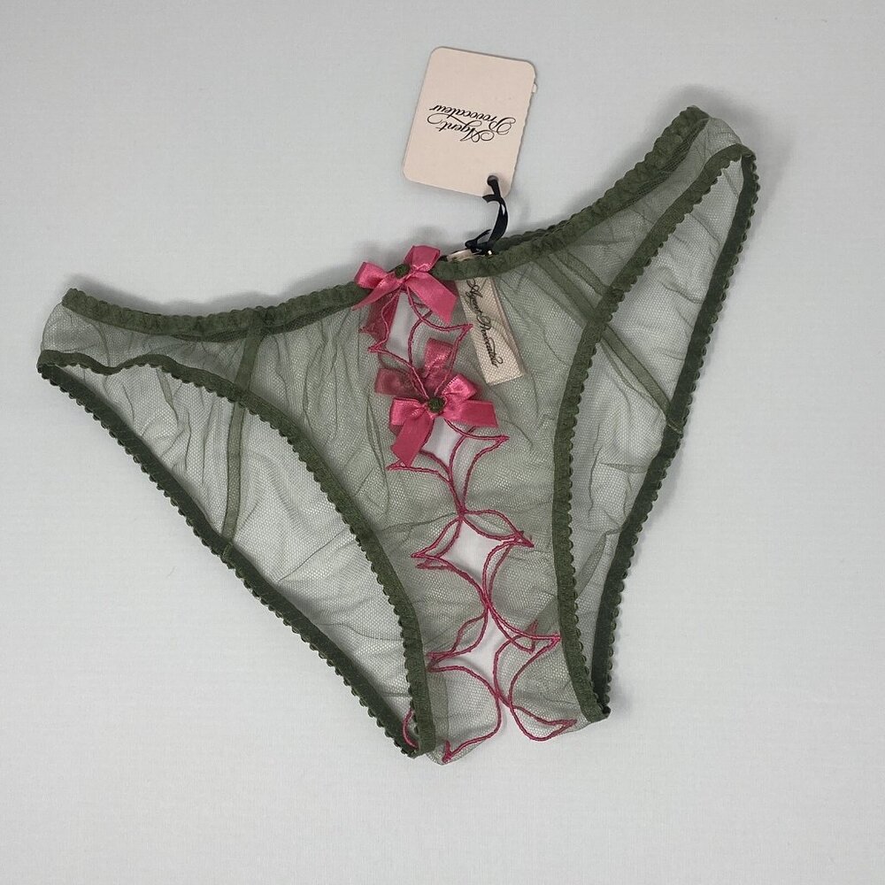 Agent Provocateur Lorna Khaki Pink Ouvert Brief AP3 Medium NWT